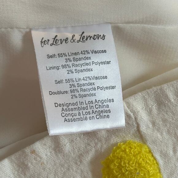 For Love & Lemons Puff Sleeve Mini Dress White Yellow Polka Dot Open Back XS - Picture 10 of 11